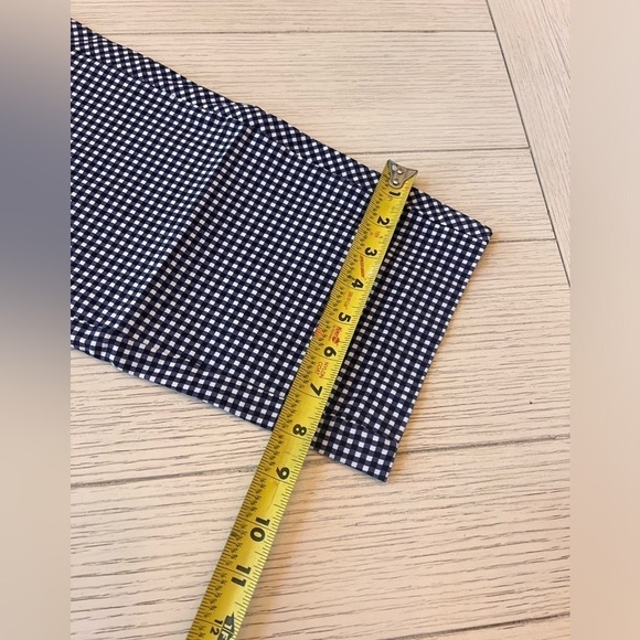 Hope & Harlow blue and white checked print ankle pants. Elastic waist. Size L - Picture 6 of 10